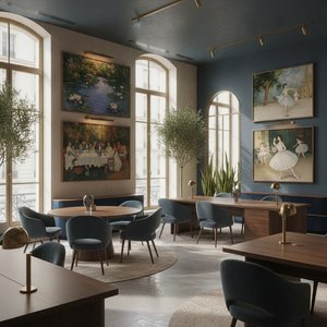 The Impressionist Edge: Elevating Luxury Coworking Interiors with Timeless Masterpieces