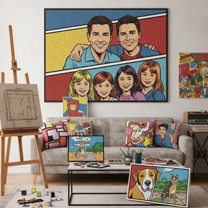 Turn Your Photos into Bold Pop Art Masterpieces: Custom Hand-Painted Oil Canvas for High-Impact Dopamine Decor