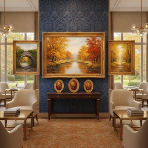 Autumn Landscape Masterpieces: Premium Oil Reproductions for Luxury Hotel and Professional Interiors
