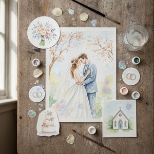 Delicate & Luminous: Transform Your Wedding Memories into Timeless Watercolor Masterpieces