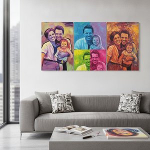 Turn Your Photos into Bold Pop Art Masterpieces: Custom Hand-Painted Oil Portraits for Modern Interiors