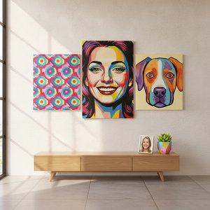 Turn Your Photos into Bold Pop Art Masterpieces: Custom Hand-Painted Oil Canvas for High-Impact Dopamine Decor