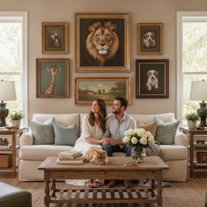 Timeless Companions: A Newlywed’s Guide to Decorating Your First Home with Beautiful Animal Portrait Art