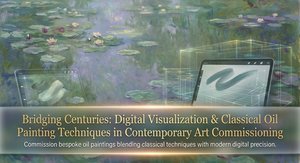 Convergencia de Siglos: Visualización Digital y Técnicas Clásicas del Óleo en la Comisionada Contemporánea