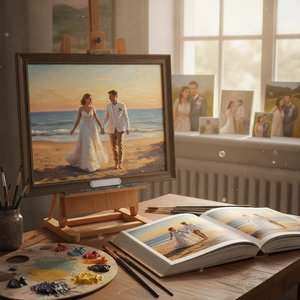 L'Éternité au Pinceau : Transformez vos Souvenirs de Mariage en Chefs-d'œuvre à l'Huile Personnalisés