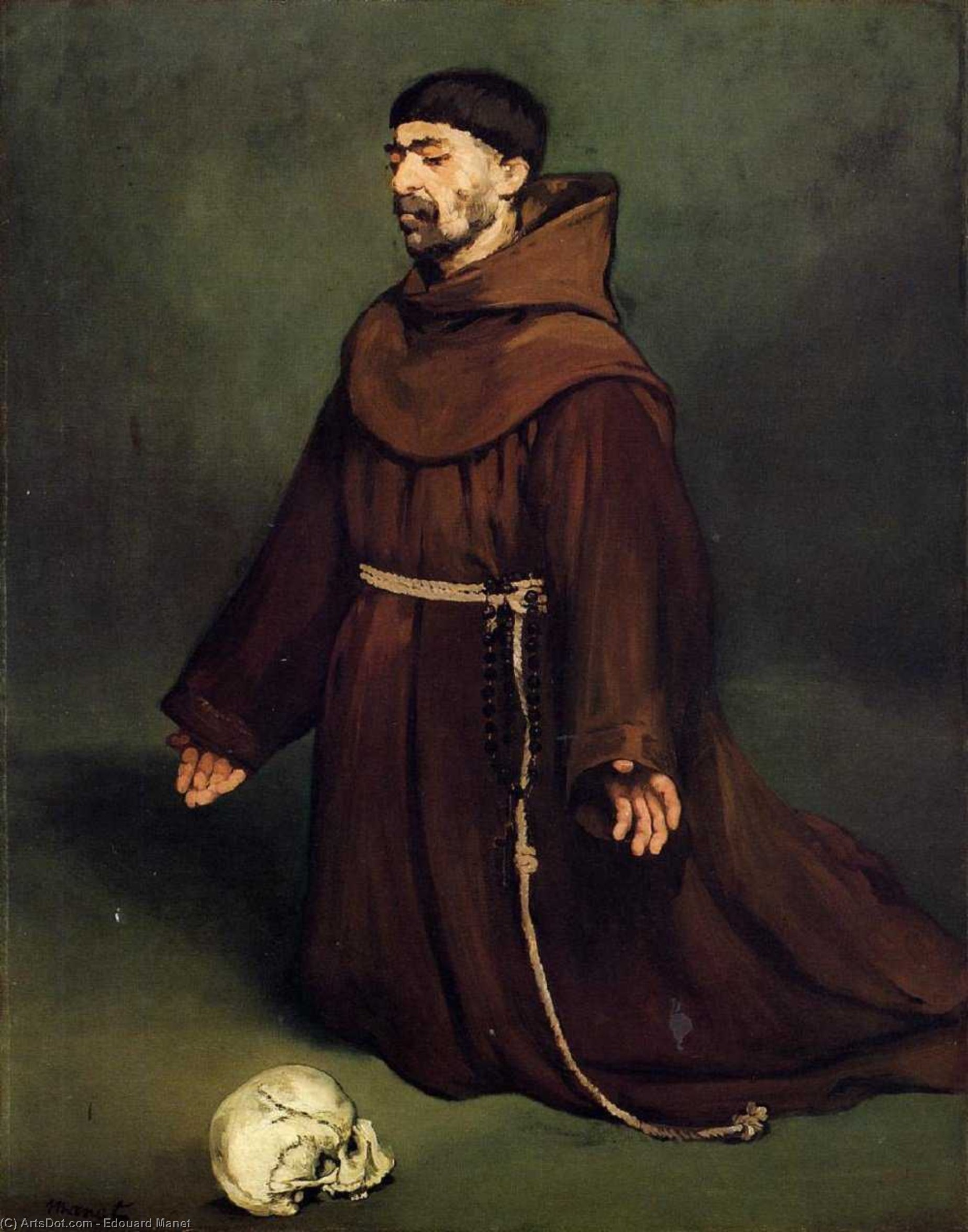 Monk At Prayer — Édouard Manet, Acrylic On Canvas, Realism