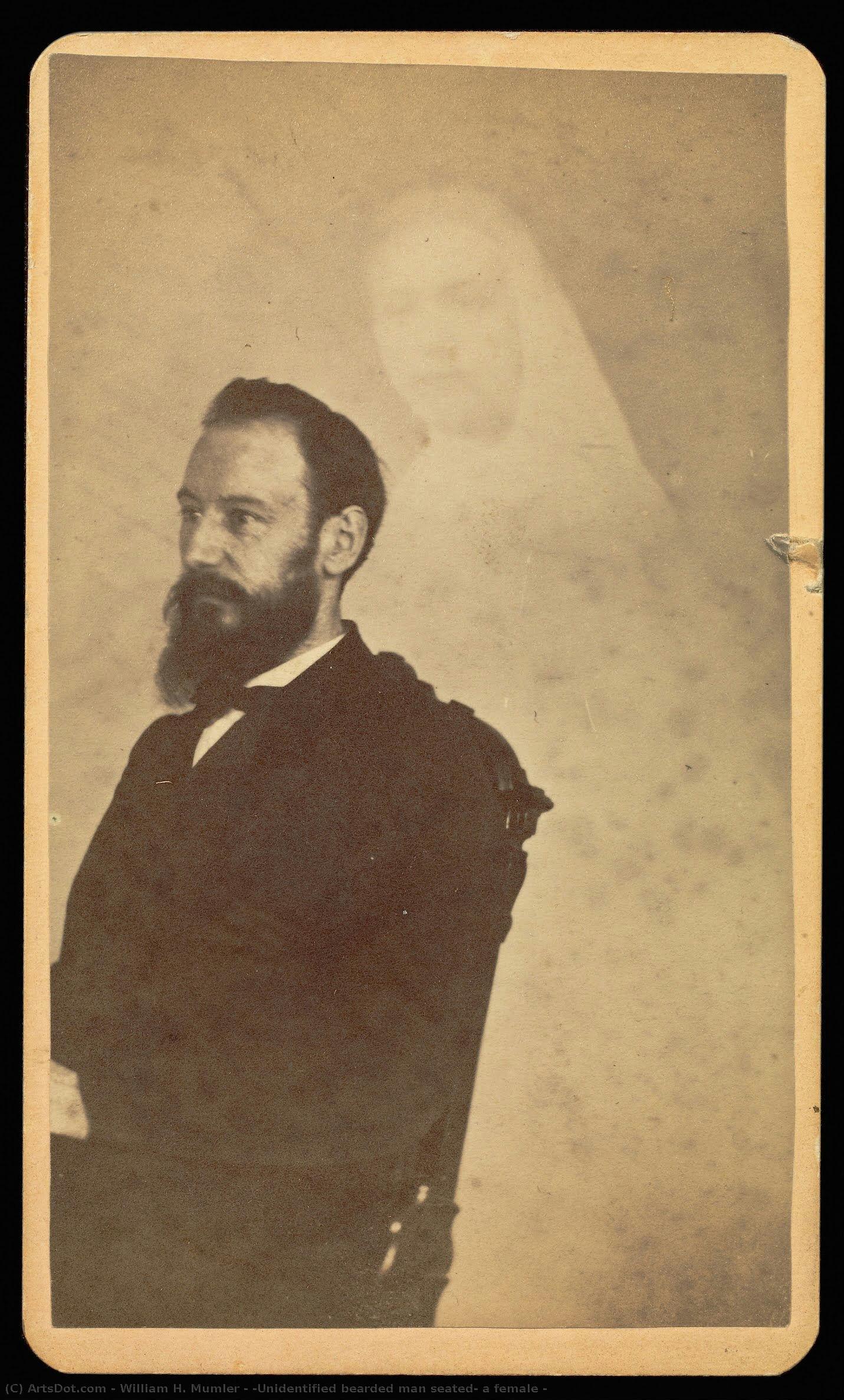 [unidentified Bearded Man Seated, A Female — William H. Mumler, Acrylic On Canvas, Spirit Photography