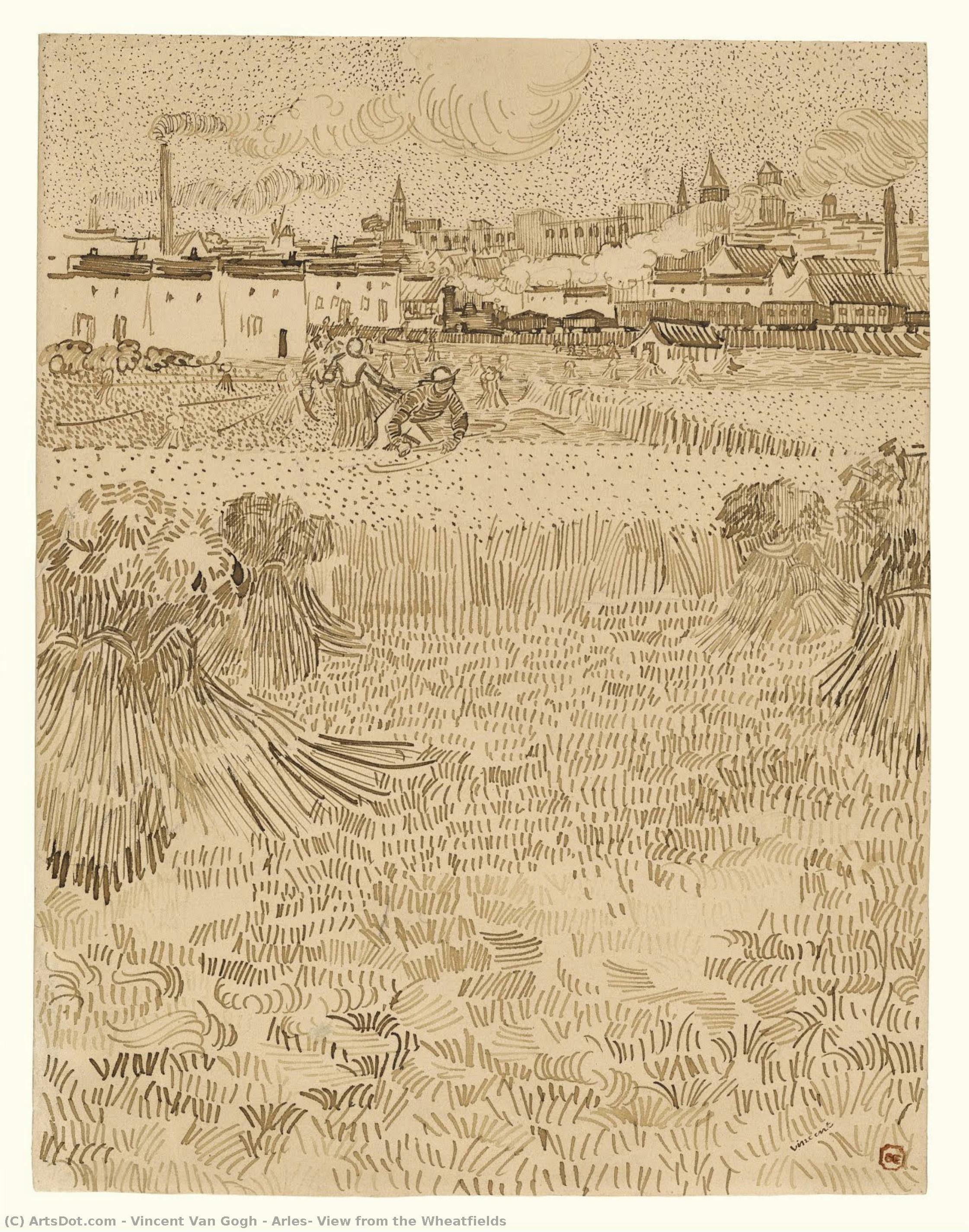 Arles: View From The Wheatfields — Vincent Willem Van Gogh, Acrylic On Canvas, Impressionistic Landscape