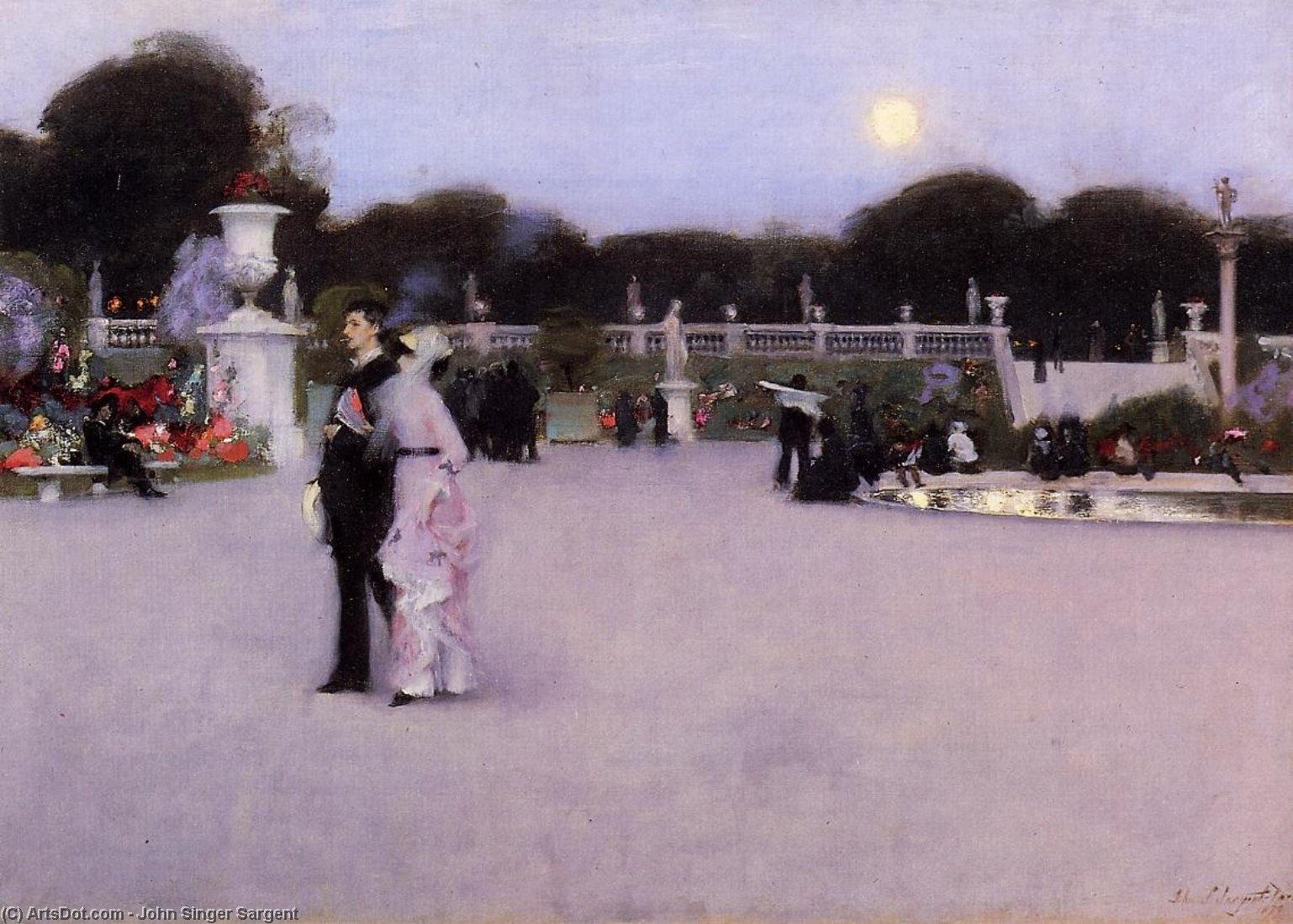 In The Luxembourg Garden — John Singer Sargent, Oil On Canvas, Impressionistic Landscape