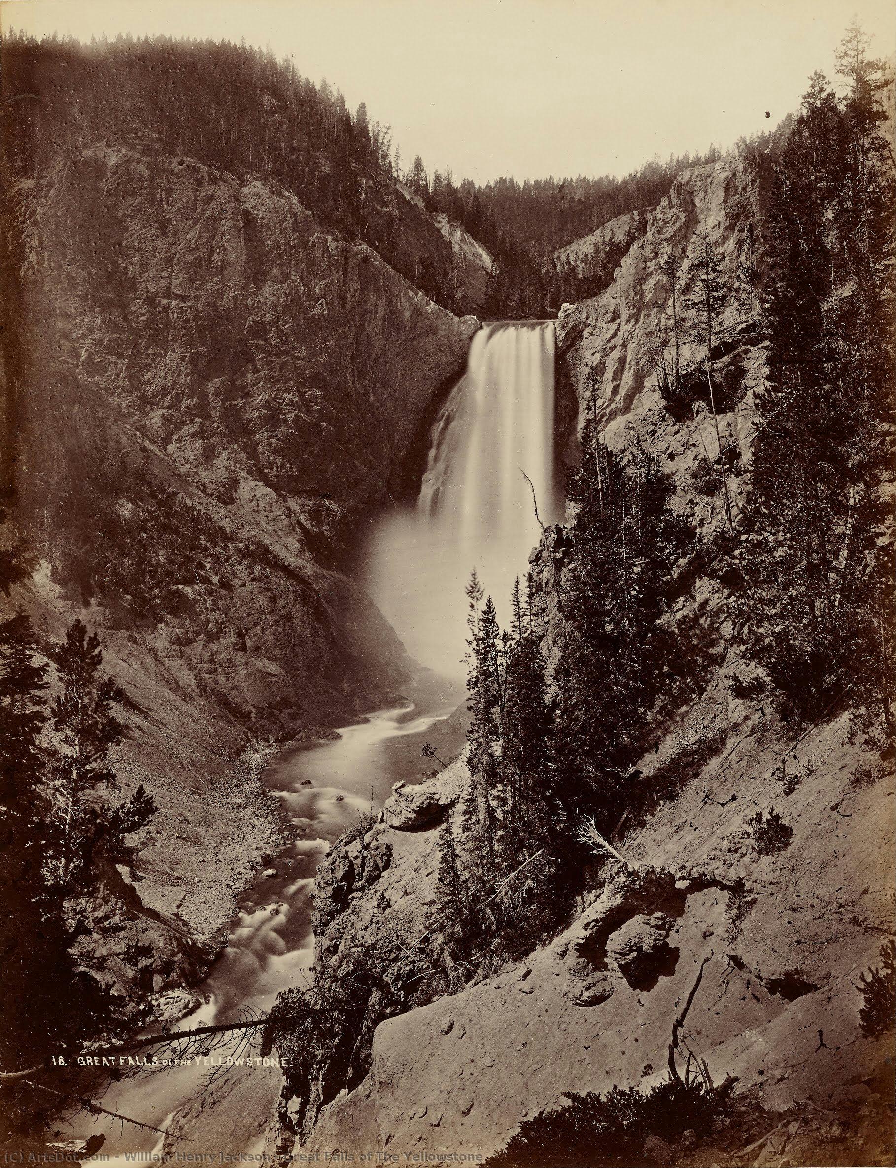 Great Falls Of The Yellowstone — William Henry Jackson, Acrylic On Canvas, American Romanticism