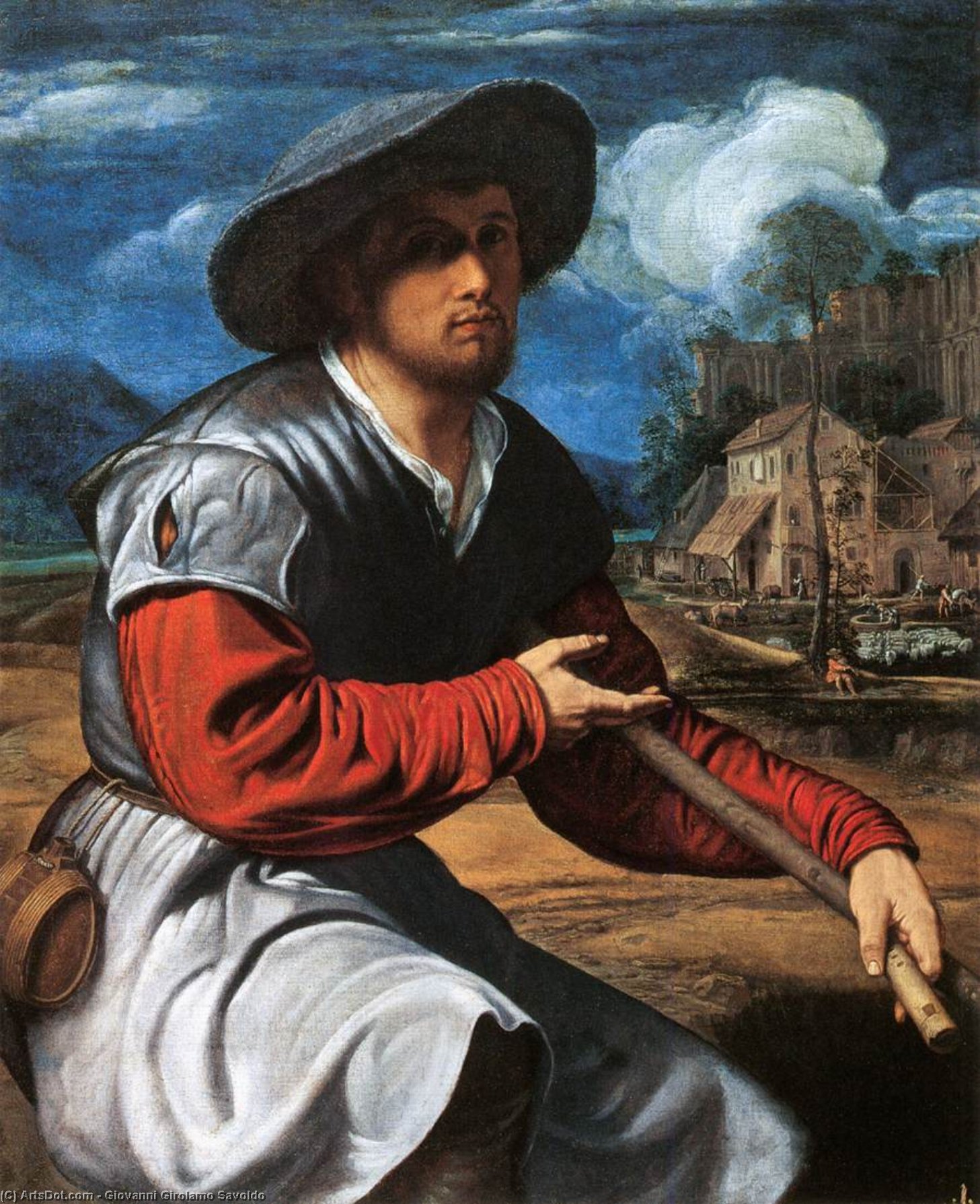 Shepherd With A Flute — Giovanni Gerolamo Savoldo, Acrylic On Canvas, High Renaissance