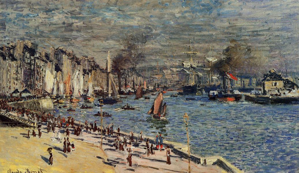 View Of The Old Outer Harbor At Le Havre — Claude Monet, Oil On Canvas, Impressionistic Landscape