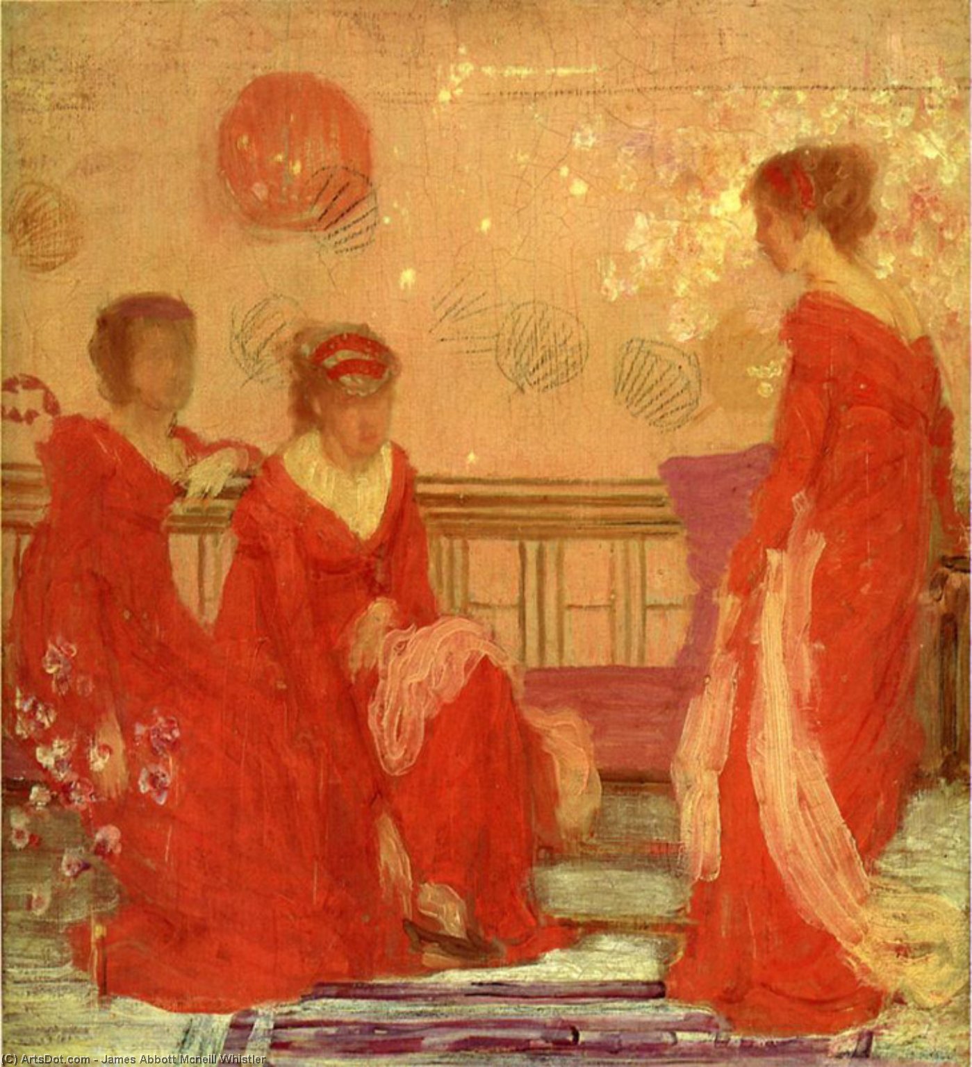 Armonie În Culoarea Pielii Și Roșu — James Abbott Mcneill Whistler, Acrilic Pe Pânză, Esteticism