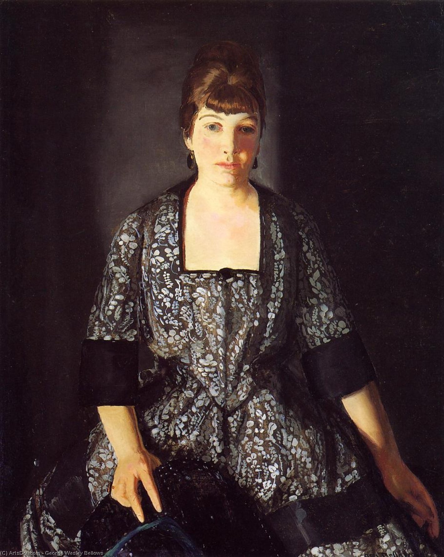 Emma In The Black Print — George Wesley Bellows, Olio Su Tela, American Realism