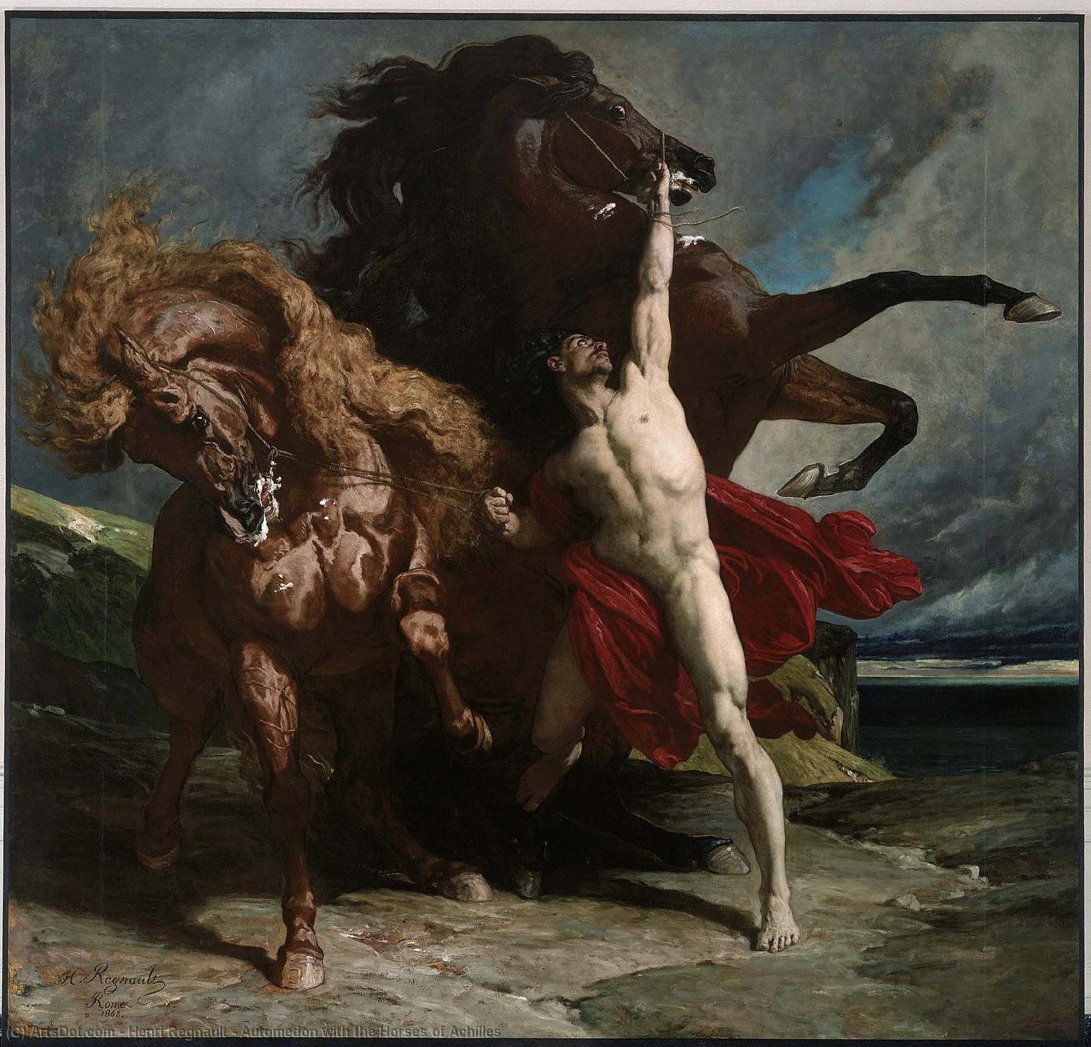Automedon With The Horses Of Achilles — Henri Regnault, Oil On Canvas, Academic Romanticism