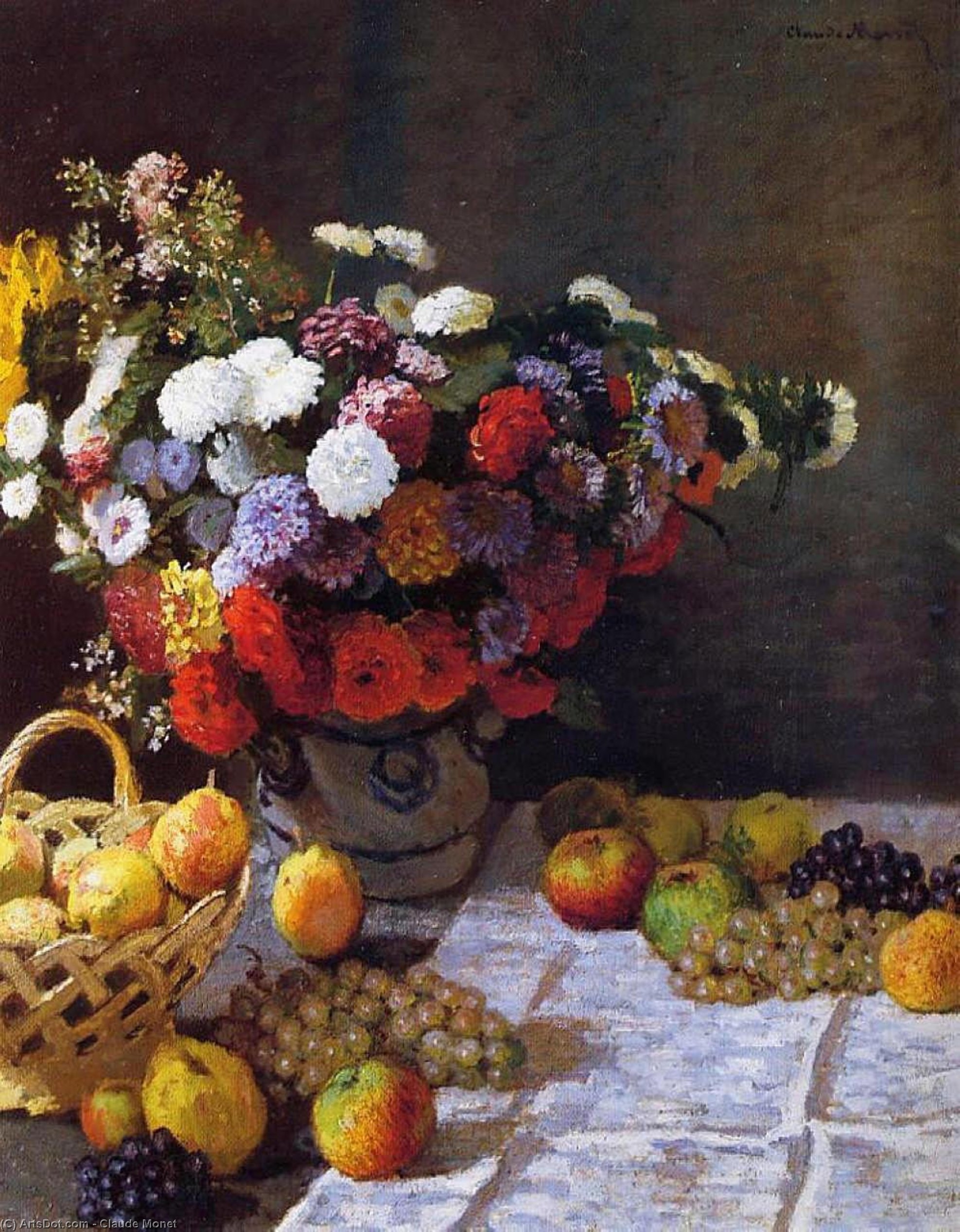Flowers And Fruit — Claude Monet, Acrylic On Canvas, Impressionism
