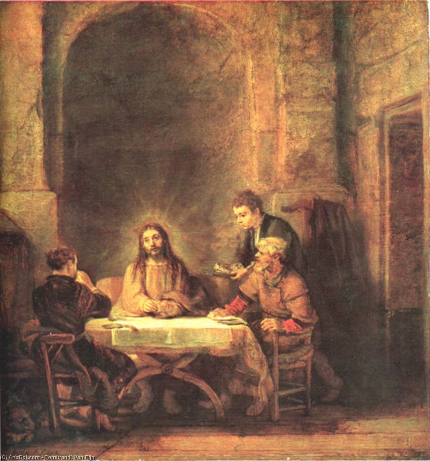 Supper At Emmaus — Rembrandt Van Rijn, Oil On Panel, Baroque