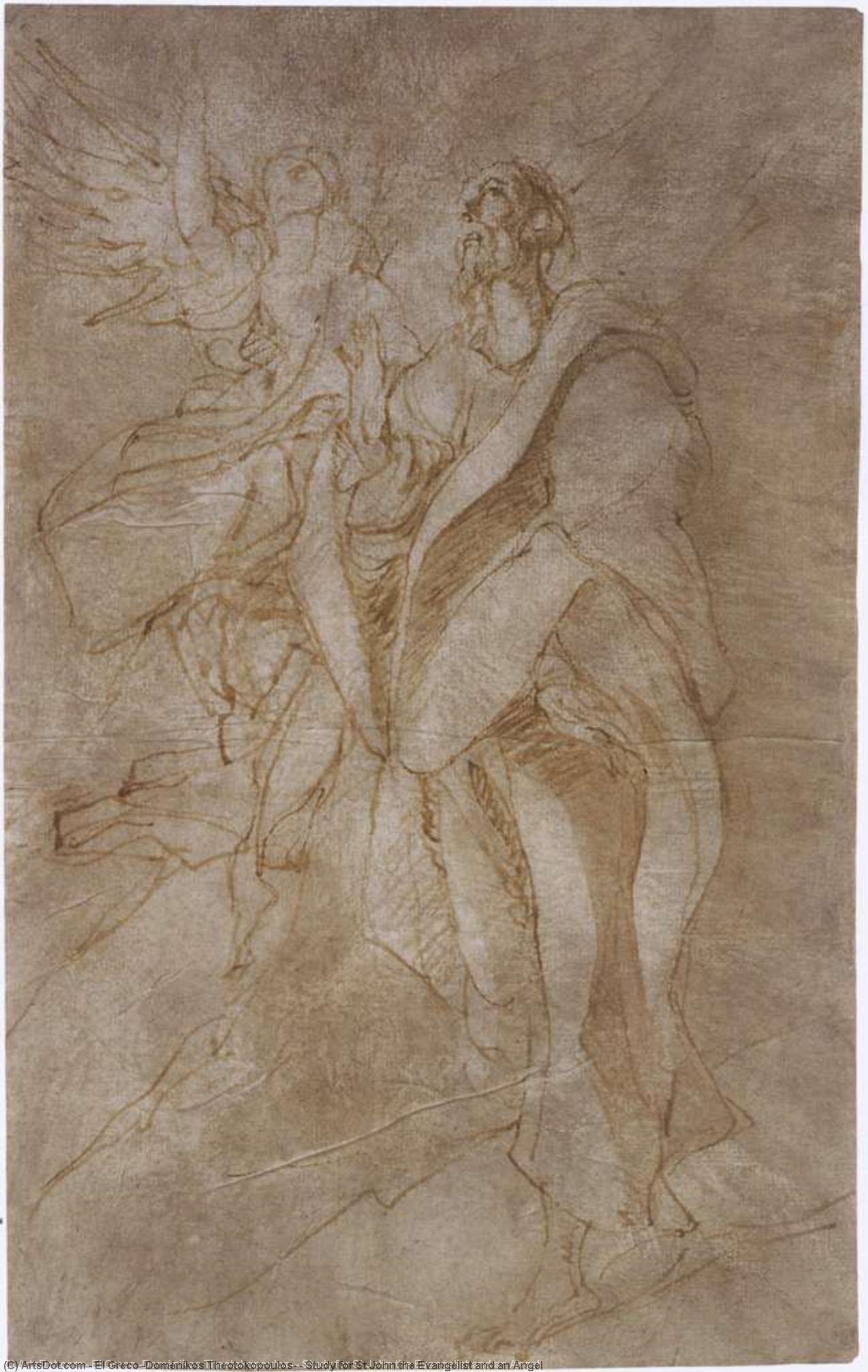 Study For St John The Evangelist And An Angel — El Greco, Acrylic On Canvas, Baroque
