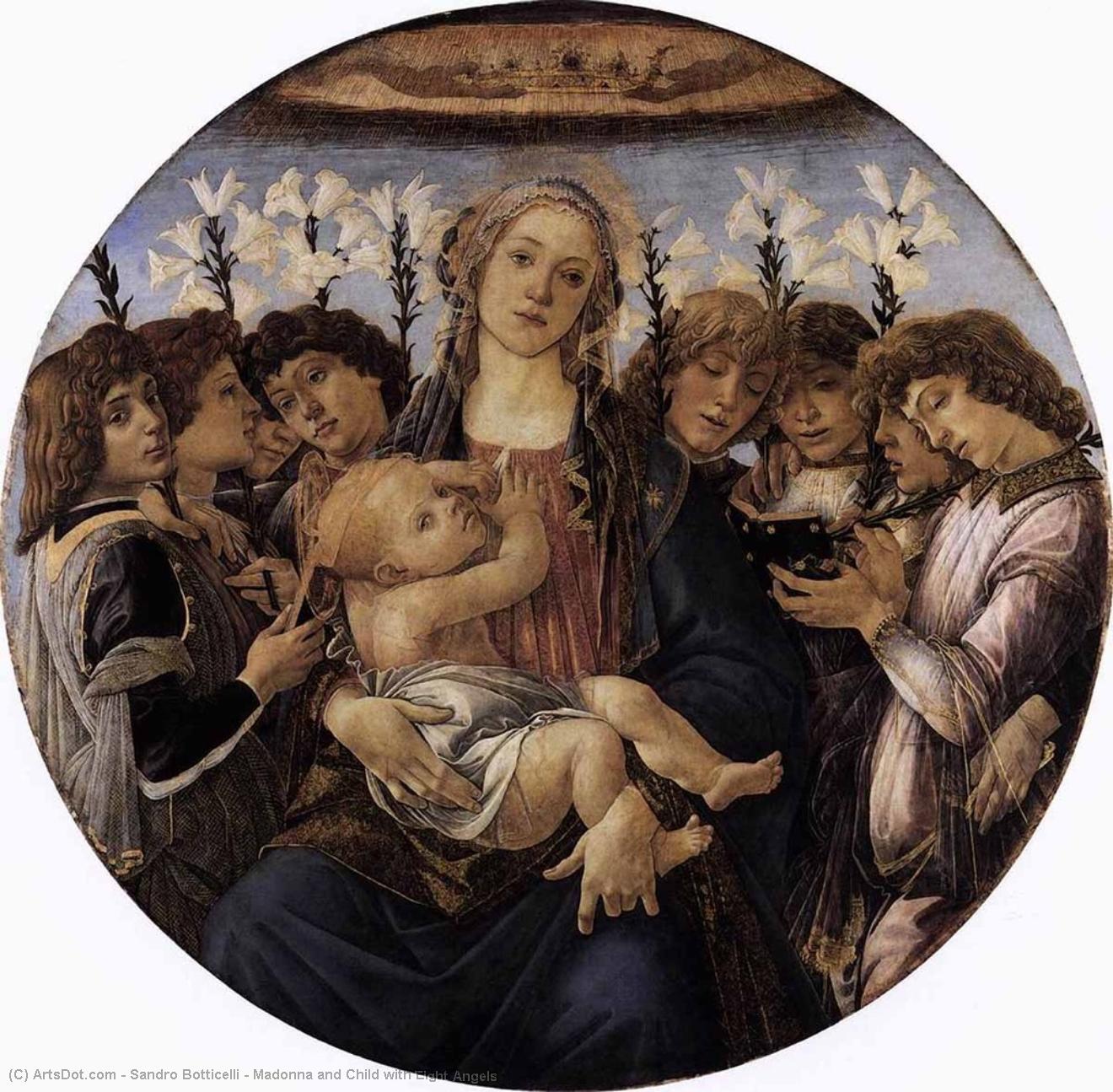 Madonna And Child With Eight Angels — Sandro Botticelli, Acrylic On Canvas, Italian Renaissance