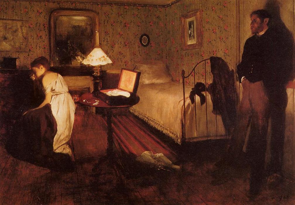 Interior (also Known As The Rape) — Edgar Degas, Oil On Canvas, Impressionist Painting
