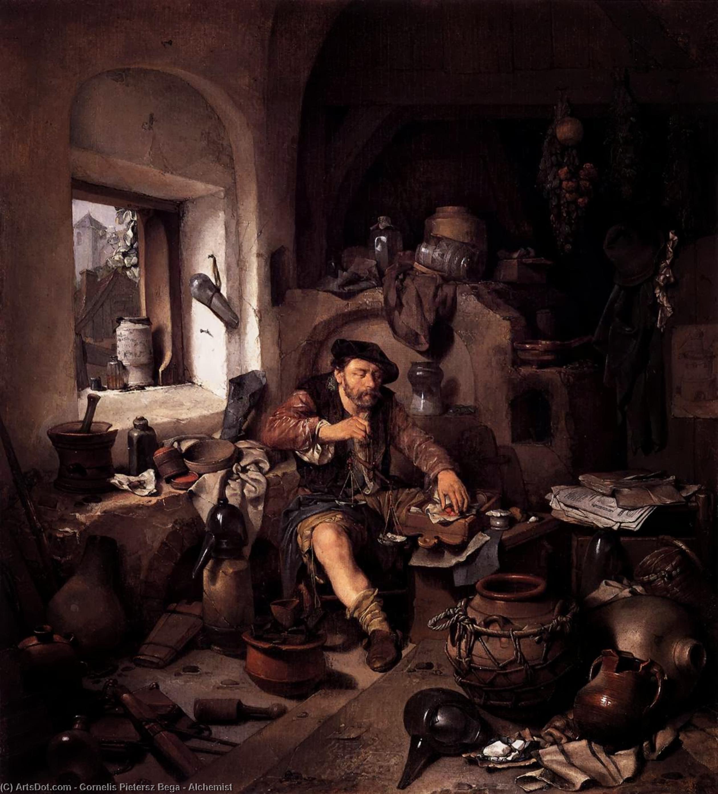 Alchemist — Cornelis Pietersz Bega, Oil, Dutch Golden Age