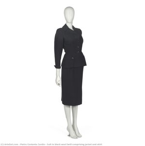 Suit In Black Wool Twill Comprising Jacket And Skirt — Pietro Costante Cardin