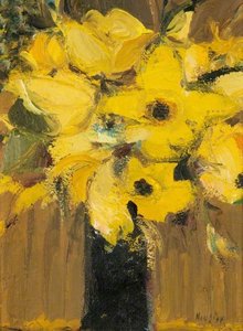 Yellow Flowers In A Black Jug — John Houston