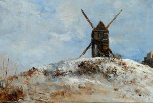A Windmill, Snow Effect — Félix François Georges Philibert Ziem