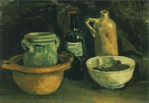 Still Life With Pottery And Two Bottles — Vincent Willem Van Gogh