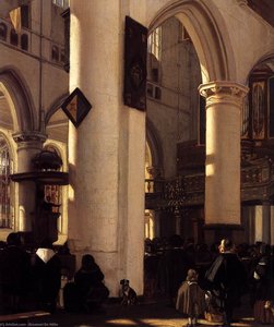 Interior Of A Protestant Gothic Church (detail) — Emanuel De Witte