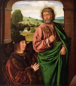 Peter Ii Duke Of Bourbon Presented By St. Peter, Left Hand Wing Of A Triptych — Jean Hey