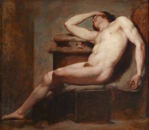 Academic Study Of A Reclining Male Nude Asleep — William Etty