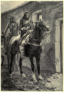 "outside The Door, In The Road, Sitting On Horse-back In Silence, Were Two Men" — Richard Caton Woodville