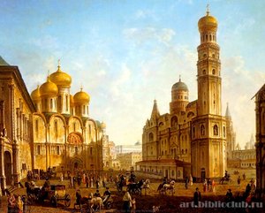 La Piazza Delle Cattedrali Nel Cremlino Di Mosca — Fedor Jakovlevič Alekseev