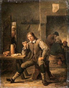 Un Fumeur Appuyant Son Coude Sur Une Table — David Téniers Le Jeune