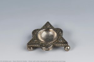 Silver Salt Cellar Decorated With Mascarons And Dogs — Hans Heinrich Keller