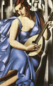 La Musicista - Donna In Blu Con Chitarra — Tamara De Lempicka