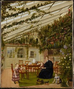 The Family Of Mr. Westfal In The Conservatory (1836) — Johann Philipp Eduard Gaertner