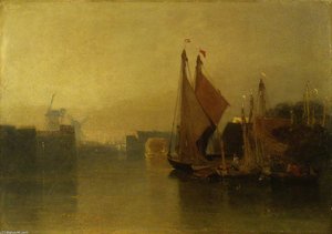 View From Yarmouth Bridge, Norfolk, Looking Towards Breydon, Just After Sunset — John Sell Cotman