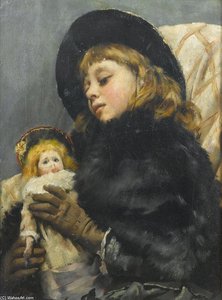 Girl With Doll — Thomas Benjamin Kennington
