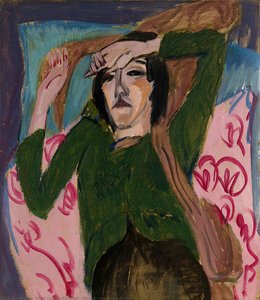 Frau In Einem Grünen Blusenkleid — Ernst Ludwig Kirchner