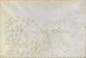 La Divina Commedia, Paradiso Xxx. The Path To Empyrean: Dante And Beatrice In The Light Stream — Sandro Botticelli