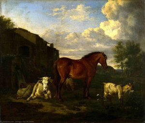 Animals Near A Building — Adriaen Van De Velde