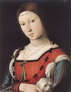 Portrait Of A Lady With A Lap-dog — Lorenzo Costa (the Elder)