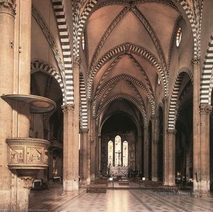Blick Entlang Des Kirchenschiffs Zur Tornabuoni-kapelle — Domenico Ghirlandaio
