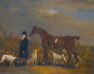 Henry Combe Compton (1789 1855) Leading A Bay Hunter, With Hounds — John Ferneley, Snr