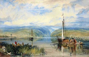 Neuwied Et Weise Thurn, Avec Le Monument De Hoch Sur Le Rhin, Regardant Vers Andernach — Joseph Mallord William Turner