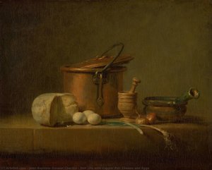 Still Life With Copper Pot, Cheese And Eggs — Jean-baptiste-siméon Chardin