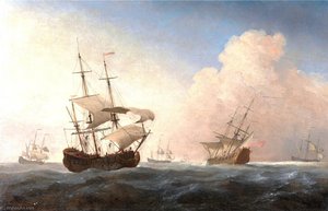 English Warships Heeling In The Breeze Offshore — Willem Van De Velde Mladší