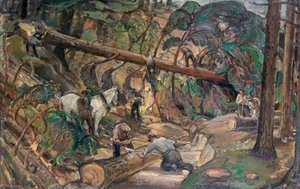 War In The Forest Newfoundland Lumberjacks At Work In Scotland — David Macbeth Sutherland